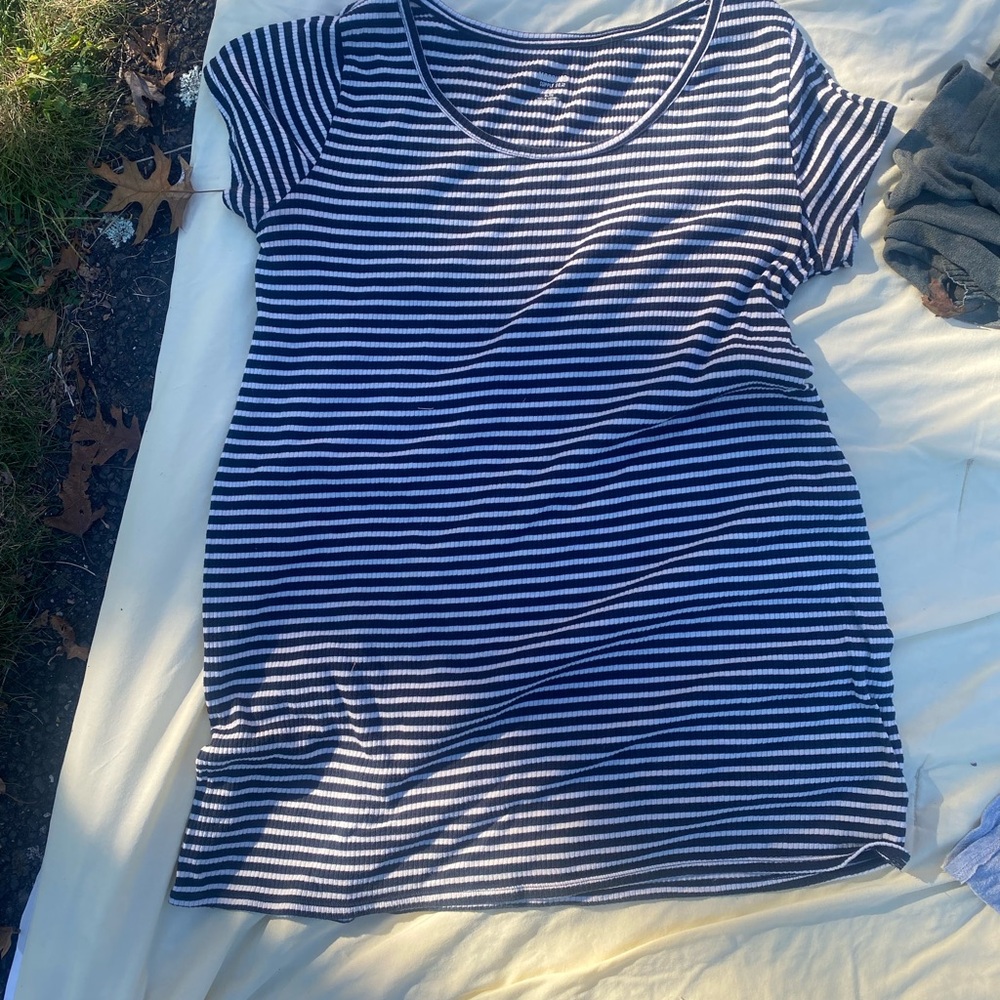 Striped Black and White Women's T-shirt Dress